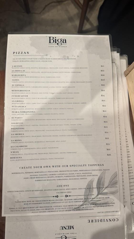 Biga Pizza Artigianale Menu image 3
